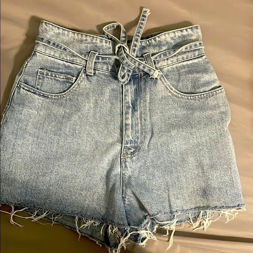 Denim high waisted jean shorts